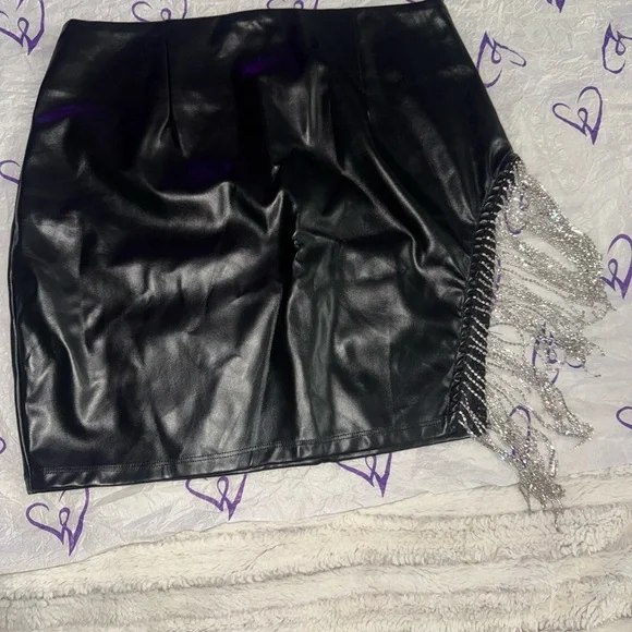 Windsor Black Mini Skirt with Silver Accents - Picture 2 of 5